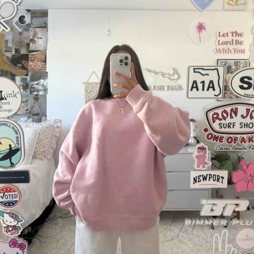 pink set active crewneck sweatshirt